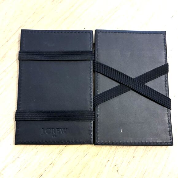 J. CREW Men's Leather Wallet Slim Magic Elastic Wallet Dark Brown Espresso - Picture 1 of 9